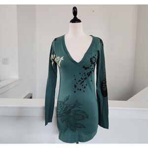 smet Long Sleeve Dress with Artistic Print Size M